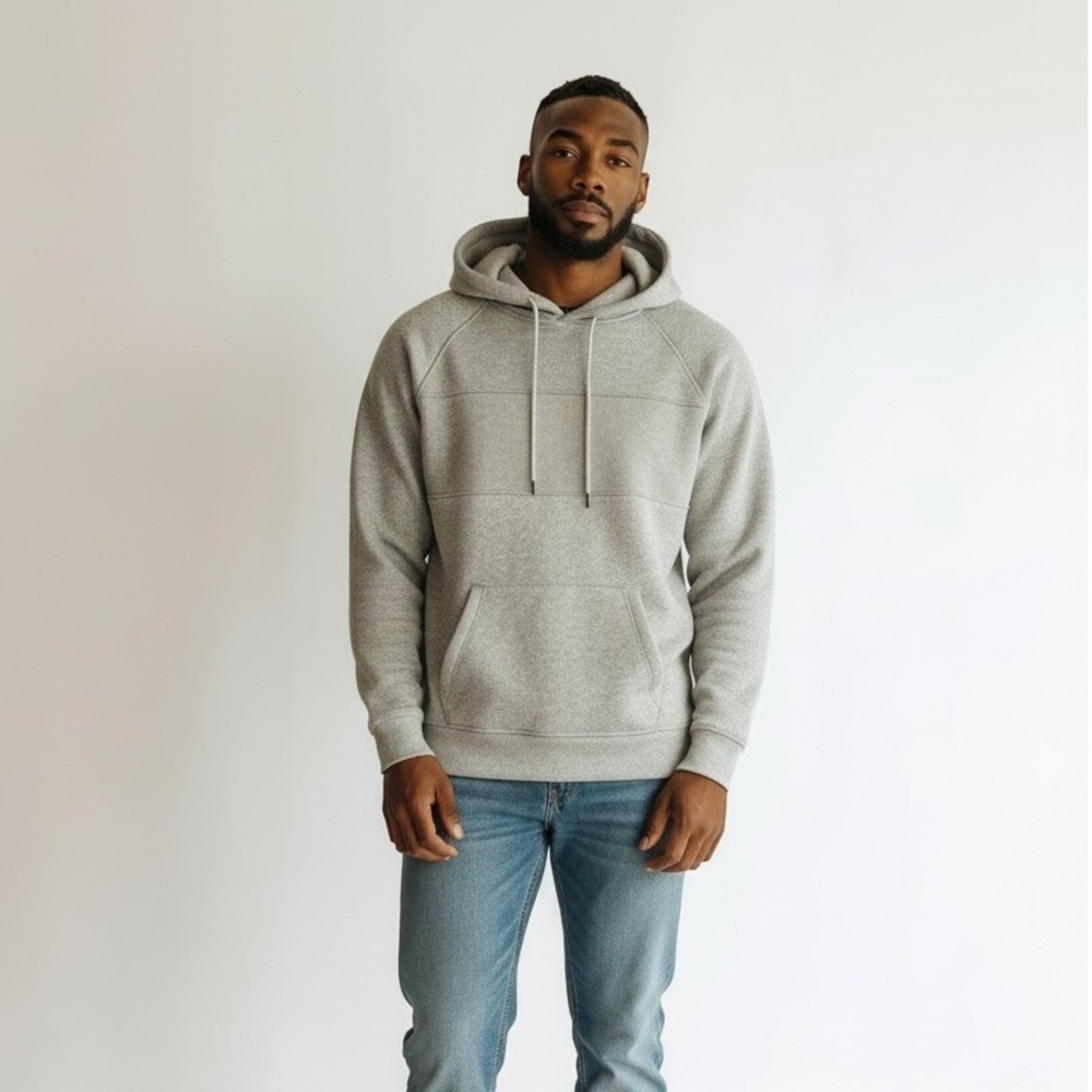 Caliville Men's Grey Heathered Pullover Hoodie with‎ Kangaroo Pocket Size Medium